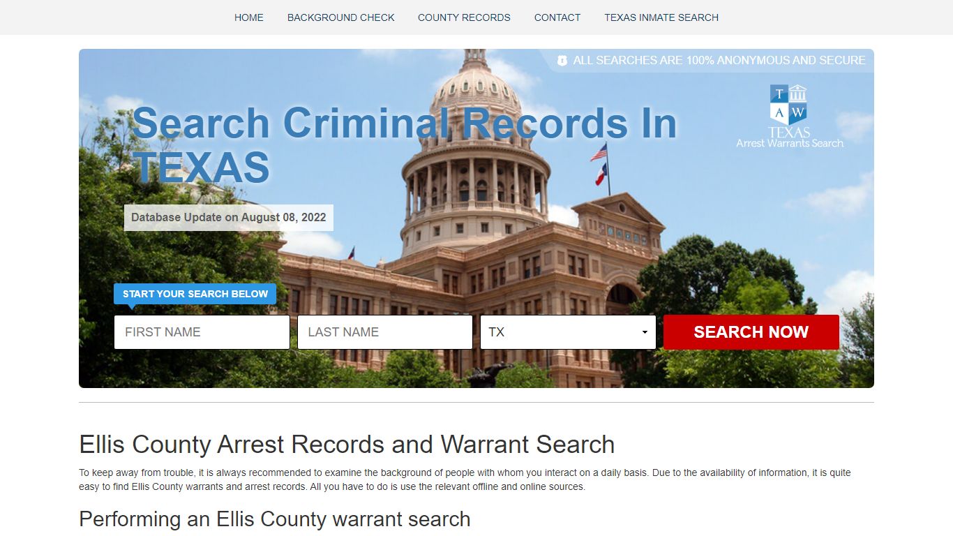 Ellis County Arrest Records and Warrant Search